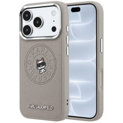 Husa iPhone 18 Pro Karl Lagerfeld Leather Point and C Sketch MagSafe, gri, KLHMP18L6PCCPRG