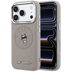 Husa iPhone 17 Pro Karl Lagerfeld Leather Point and C Sketch MagSafe, gri, KLHMP18L6PCCPRG