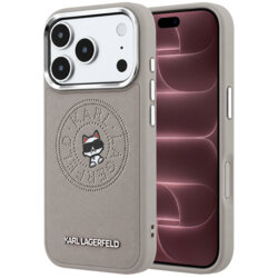 Husa iPhone 18 Pro Max Karl Lagerfeld Leather Point and C Sketch MagSafe, gri, KLHMP18X6PCCPRG