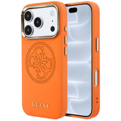 Husa iPhone 18 Pro Guess Leather Perforated 4G MagSafe, oranj, GUHMP18L5PG4SRGO