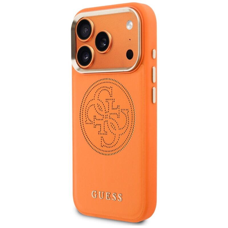 Husa iPhone 17 Pro Guess Leather Perforated 4G MagSafe, oranj, GUHMP18L5PG4SRGO