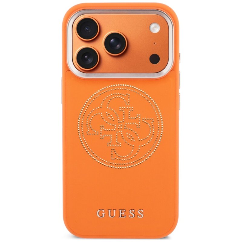 Husa iPhone 17 Pro Guess Leather Perforated 4G MagSafe, oranj, GUHMP18L5PG4SRGO