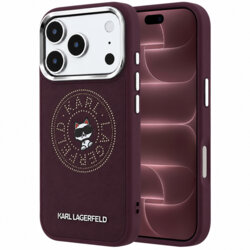 Husa iPhone 18 Pro Max Karl Lagerfeld Leather Point and C Sketch MagSafe, bordo, KLHMP18X6PCCPRR