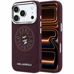 Husa iPhone 17 Pro Max Karl Lagerfeld Leather Point and C Sketch MagSafe, bordo, KLHMP18X6PCCPRR