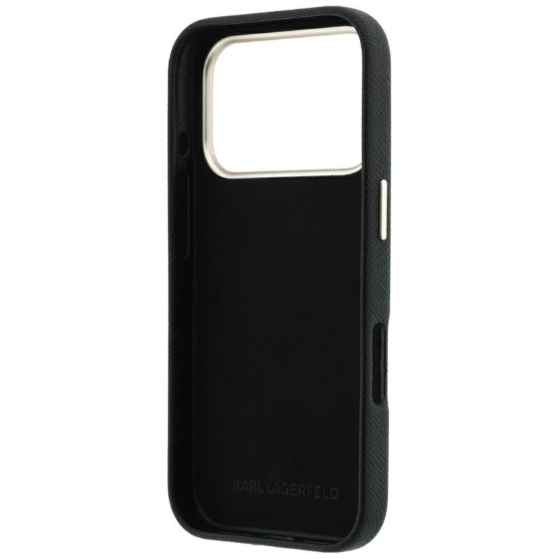 Husa iPhone 17 Pro Karl Lagerfeld Smooth Leather Big Resin Signature Logo, negru, KLHCP18L6PFCKSRK
