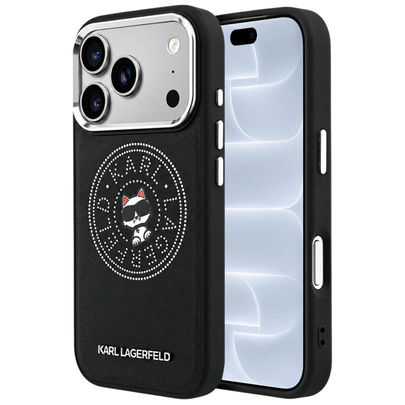 Husa iPhone 18 Pro Karl Lagerfeld Leather Point and C Sketch MagSafe, negru, KLHMP18L6PCCPRK