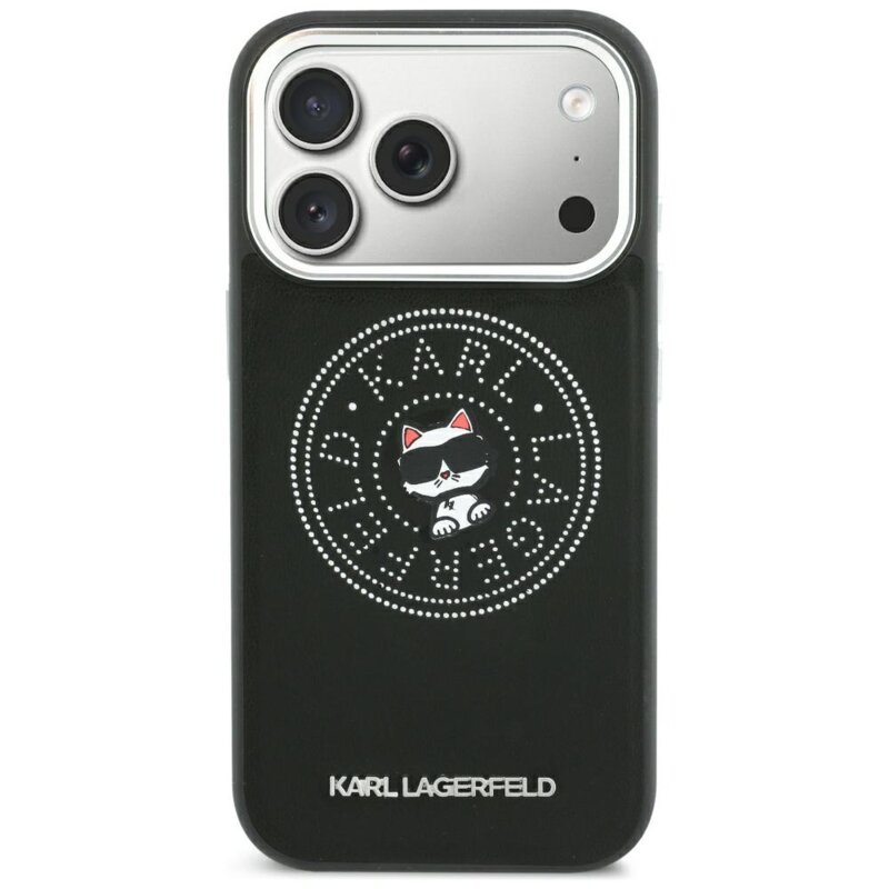 Husa iPhone 17 Pro Karl Lagerfeld Leather Point and C Sketch MagSafe, negru, KLHMP18L6PCCPRK