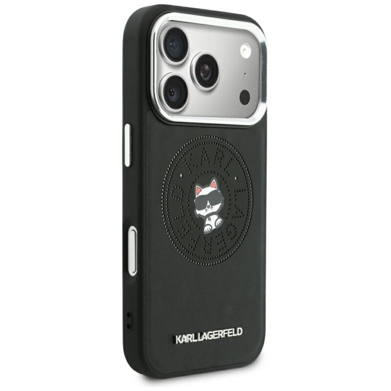 Husa iPhone 17 Pro Karl Lagerfeld Leather Point and C Sketch MagSafe, negru, KLHMP18L6PCCPRK