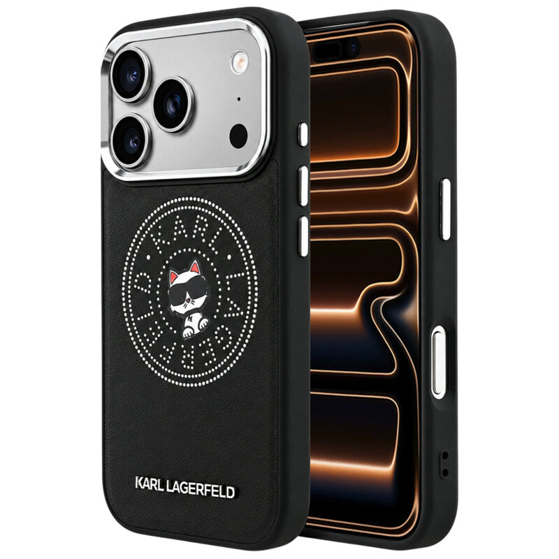Husa iPhone 17 Pro Max Karl Lagerfeld Leather Point and C Sketch MagSafe, negru, KLHMP18X6PCCPRK