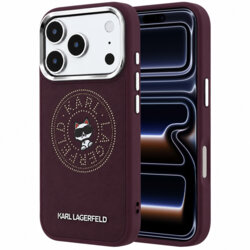 Husa iPhone 17 Pro Karl Lagerfeld Leather Point and C Sketch MagSafe, bordo, KLHMP18L6PCCPRR