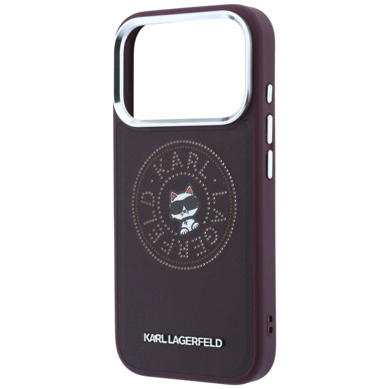 Husa iPhone 17 Pro Karl Lagerfeld Leather Point and C Sketch MagSafe, bordo, KLHMP18L6PCCPRR