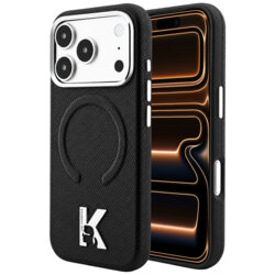 Husa iPhone 17 Pro Max Karl Lagerfeld Grained Leather Embossed Ring MagSafe, negru, KLHMP18X6PWBKECK