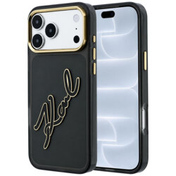 Husa iPhone 18 Pro Karl Lagerfeld IML Big Signature Resin Logo Metal Frame, negru, KLHCP18L6HCKSRK
