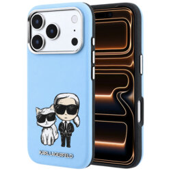 Husa iPhone 17 Pro Max Karl Lagerfeld Smooth Leather KC Bodies Sketch MagSafe, bleu, KLHMP18X6PWKCIDB