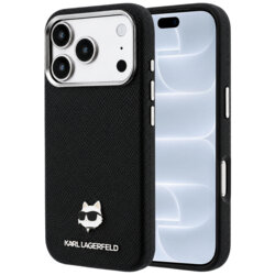 Husa iPhone 18 Pro Karl Lagerfeld Grained Leather KH Metal MagSafe, negru, KLHMP18L6PSKHLK