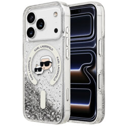 Husa Karl Lagerfeld iPhone 17 Pro Liquid Glitter KC Heads MagSafe, clear, KLHMP18LLGKCSGH