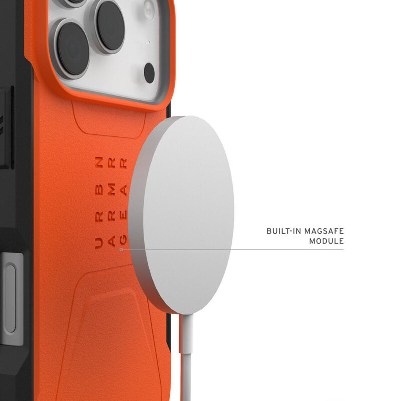 Husa iPhone 17 Pro Max UAG Civilian LT MagSafe, oranj