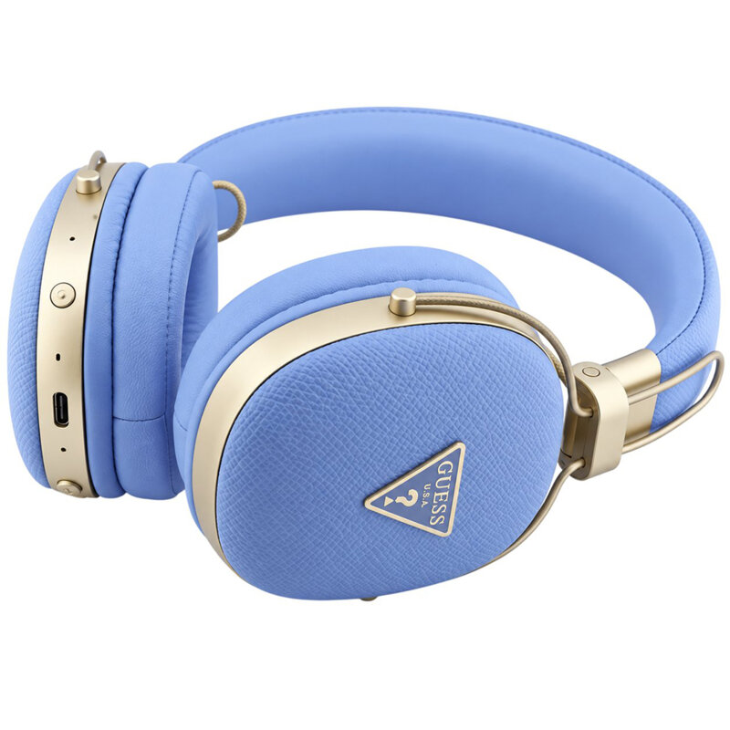 Casti Bluetooth Guess Grained Triangle Logo, bleu, GUBHP72PGTCSB