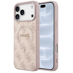 Husa Guess iPhone 18 Pro 4G Embossed Ring Classic Logo MagSafe, roz, GUHMP18LP4MSEGP