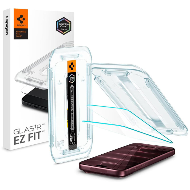 [Pachet 2x] Folie iPhone 18 Pro Max Spigen Glas.tR EZ Fit, transparenta