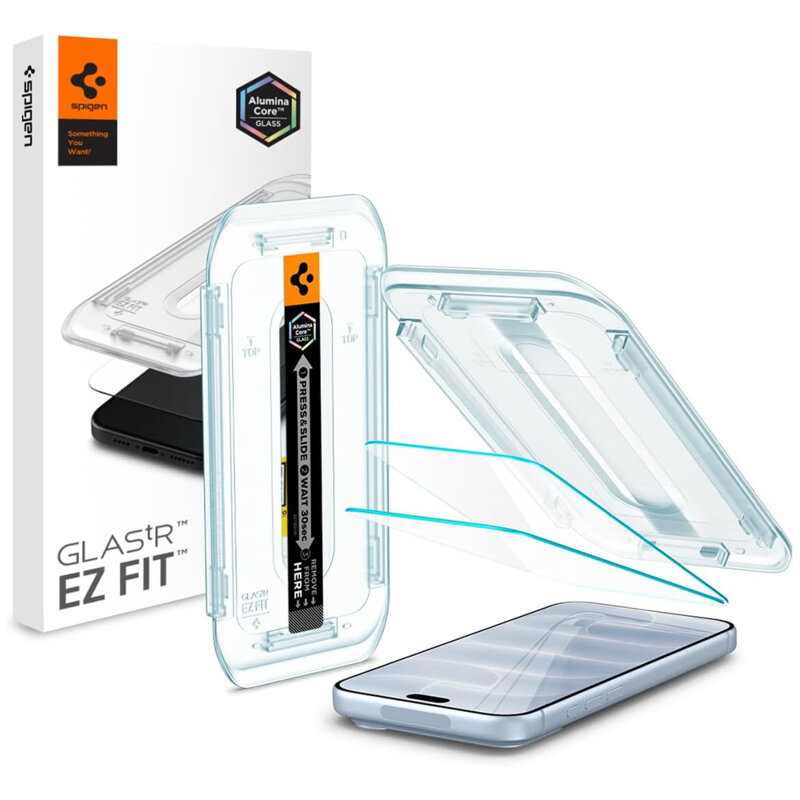 [Pachet 2x] Folie iPhone 18 Pro Spigen Glas.tR EZ Fit, transparenta