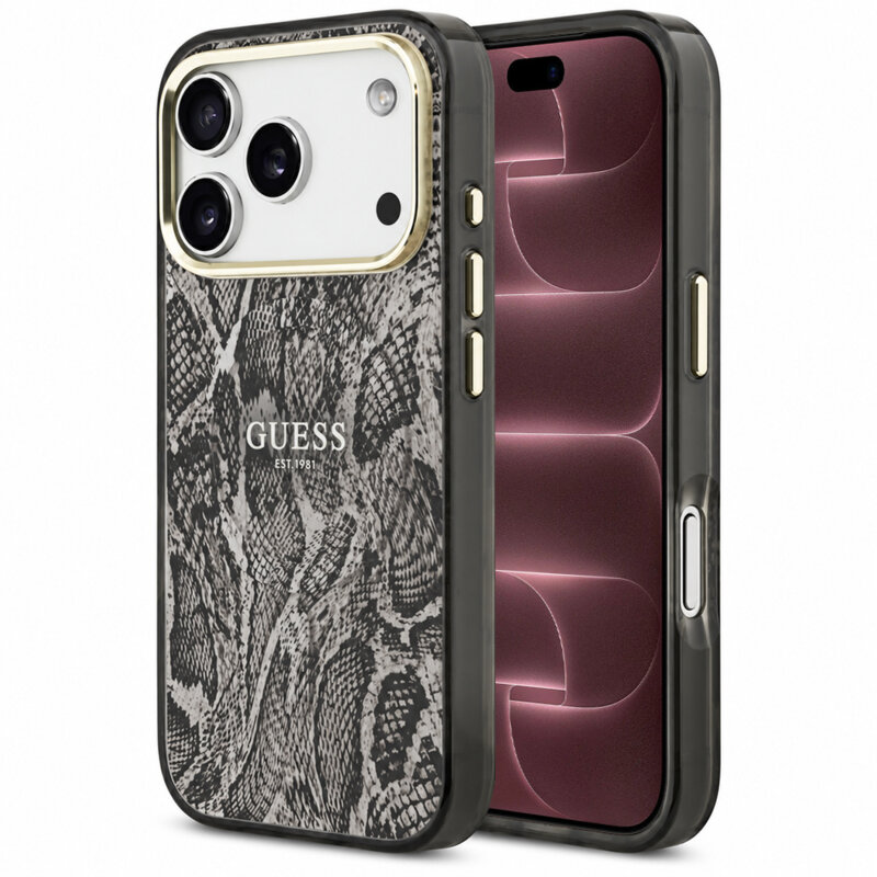 Husa originala Guess iPhone 18 Pro Max Python Pattern MagSafe, negru, GUHMP18XHIMPYGK