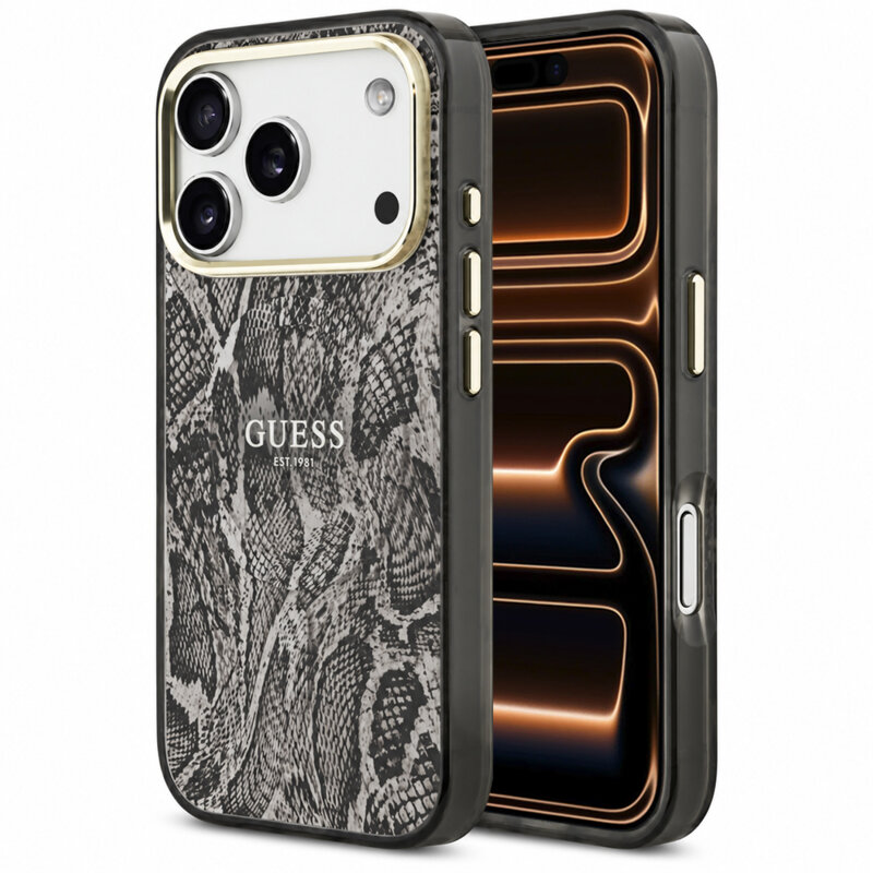 Husa originala Guess iPhone 17 Pro Max Python Pattern MagSafe, negru, GUHMP18XHIMPYGK