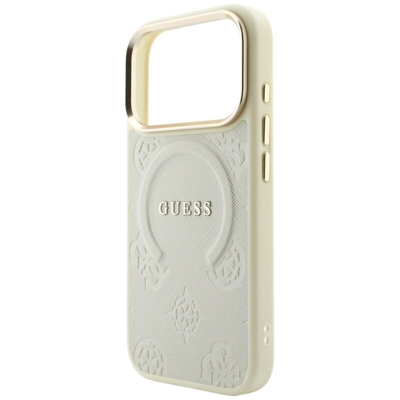 Husa Guess Saffiano Peony & Ring MagSafe iPhone 18 Pro, bej, GUHMP18LPSAMSECE