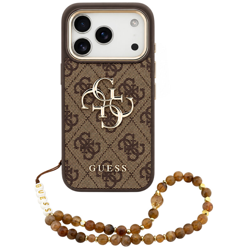 Husa originala Guess iPhone 17 Pro Hardcase 4G Classic Logo with Strap, maro, GUHCP18LP4GMGSCW