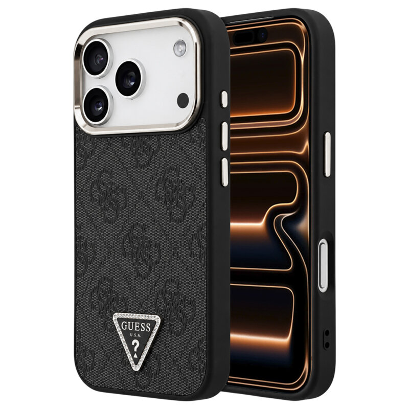Husa originala Guess iPhone 17 Pro Max Hardcase 4G Triangle Logo MagSafe, negru, GUHMP18XP4GTDGMK