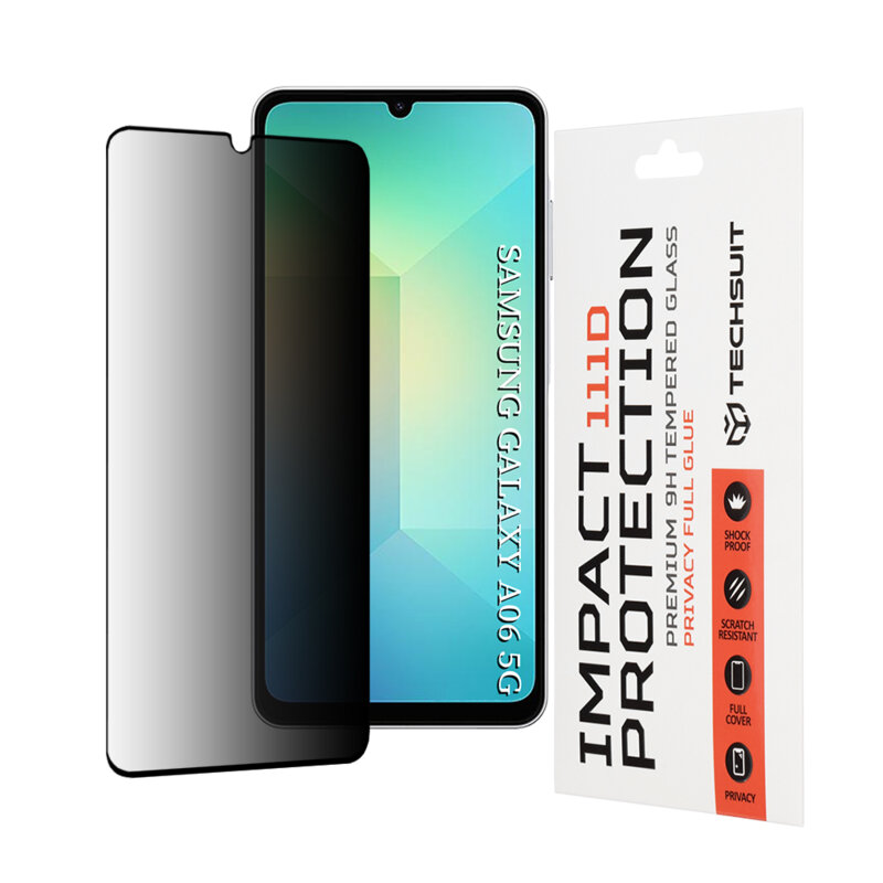 Folie sticla Samsung Galaxy A06 5G Techsuit 111D Privacy Full Glue, negru