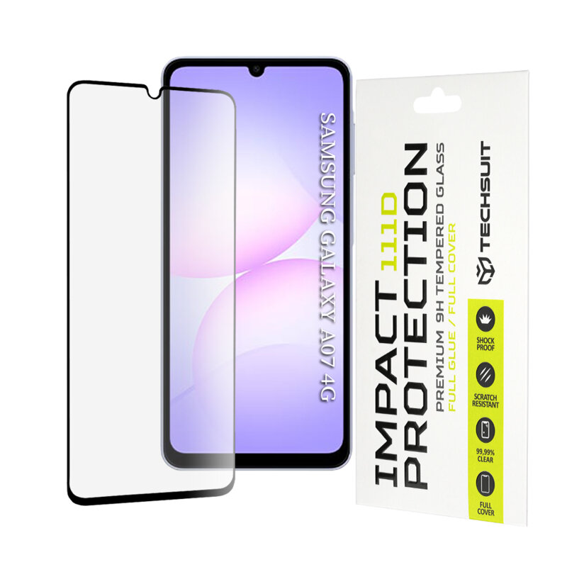 Folie sticla Samsung Galaxy A07 4G Techsuit 111D Full Glue Full Cover, negru