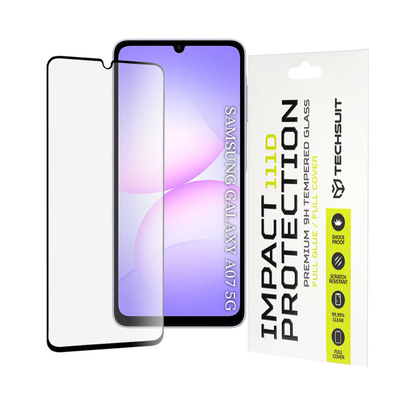 Folie sticla Samsung Galaxy A07 5G Techsuit 111D Full Glue Full Cover, negru