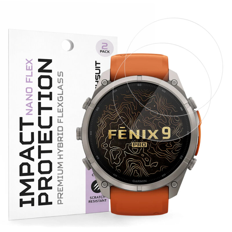 [Pachet 2x] Folie Garmin Fenix 9 Pro 43mm Techsuit Nano Flex, negru