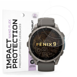 [Pachet 2x] Folie Garmin Fenix 9 51mm Techsuit Nano Flex, negru