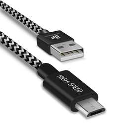 Cablu de date Dux Ducis K-One USB la Micro-USB, 25cm, 2.1A, alb-negru
