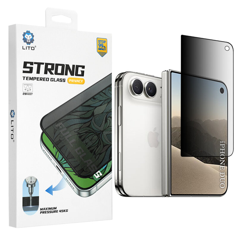 Folie sticla iPhone Duo Lito D+ Max Strong Privacy, negru