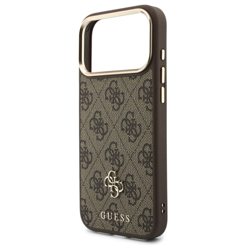 Husa originala Guess iPhone 18 Pro Hardcase 4G Cardslot & Big Strap MagSafe, maro, GUBPHUP18LP4SM44CW
