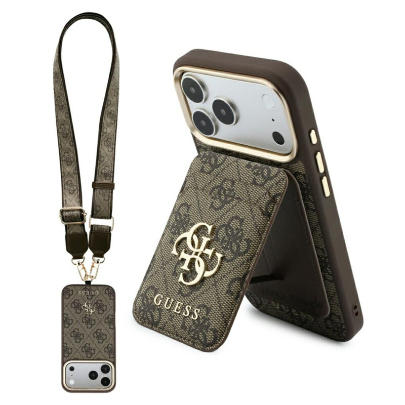 Husa originala Guess iPhone 18 Pro Max Hardcase 4G Cardslot & Big Strap MagSafe, maro, GUBPHUP18XP4SM44CW