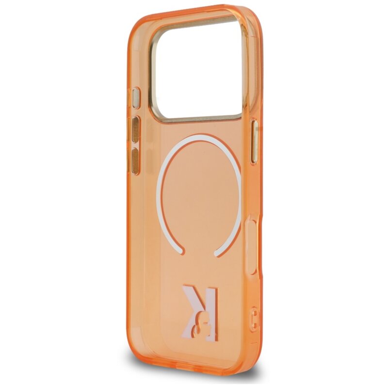 Husa iPhone 18 Pro Karl Lagerfeld IML K Head Logo MagSafe, oranj, KLHMP18L5HTMKHDO