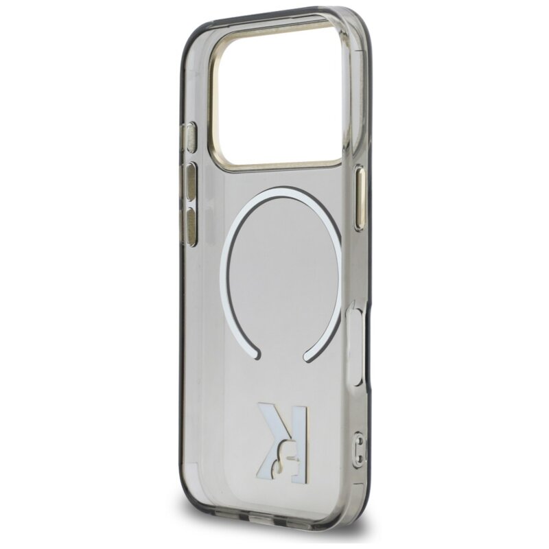 Husa iPhone 18 Pro Karl Lagerfeld IML K Head Logo MagSafe, negru, KLHMP18L5HTMKHDK