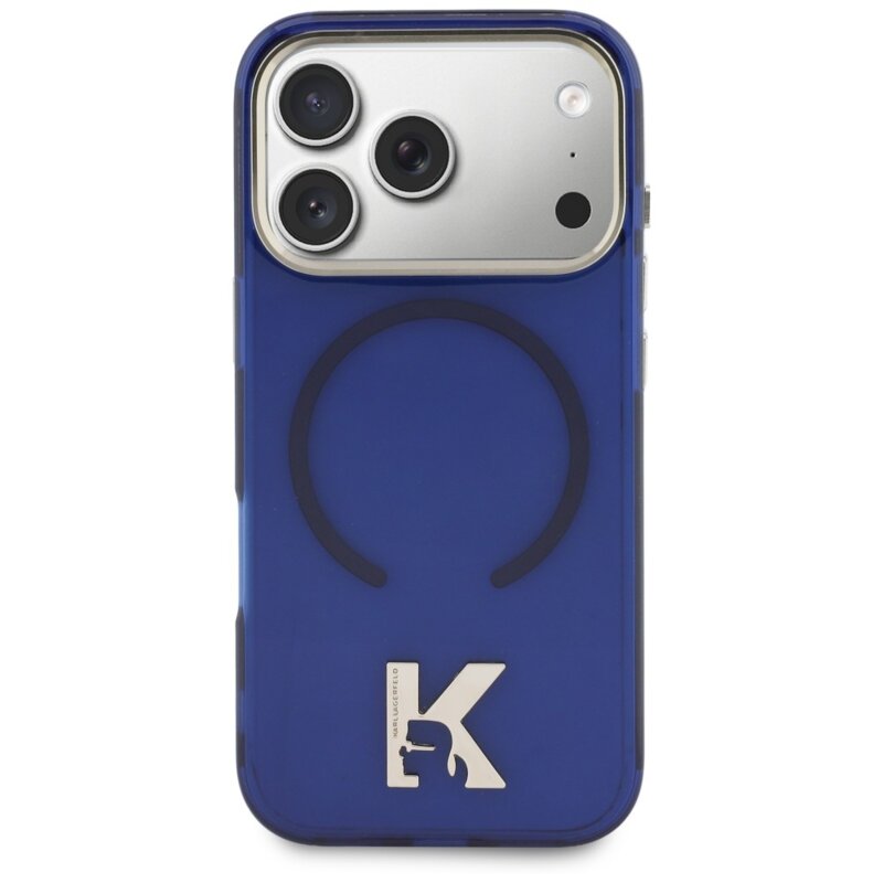 Husa iPhone 18 Pro Karl Lagerfeld IML K Head Logo MagSafe, albastru, KLHMP18L5HTMKHDB