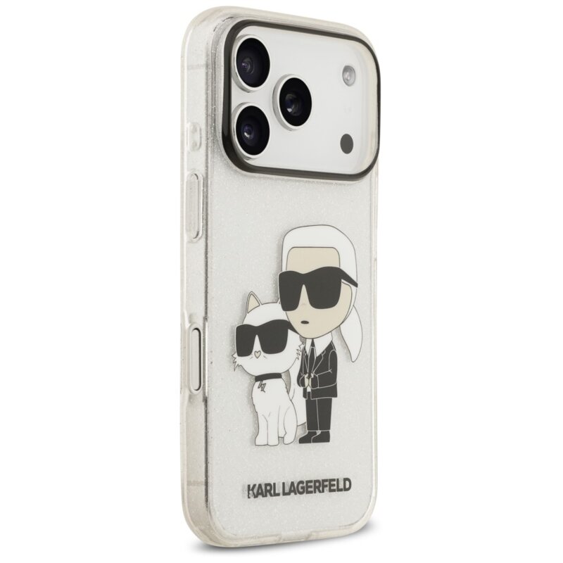 Husa iPhone 18 Pro Karl Lagerfeld IML NFT Glitter K&C, transparenta cu sclipici, KLHCP18LHNKCTGT