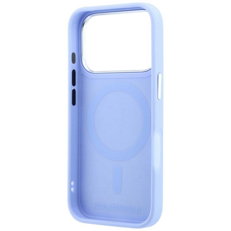 Husa iPhone 18 Pro Max Karl Lagerfeld Leather Point & C Sketch MagSafe, bleu, KLHMP18X6PCCPRB
