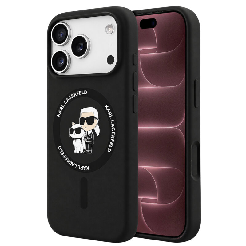 Husa Karl Lagerfeld iPhone 18 Pro Max Silicone KC Body Ring MagSafe, negru, KLHMP18XSCMKCRHK