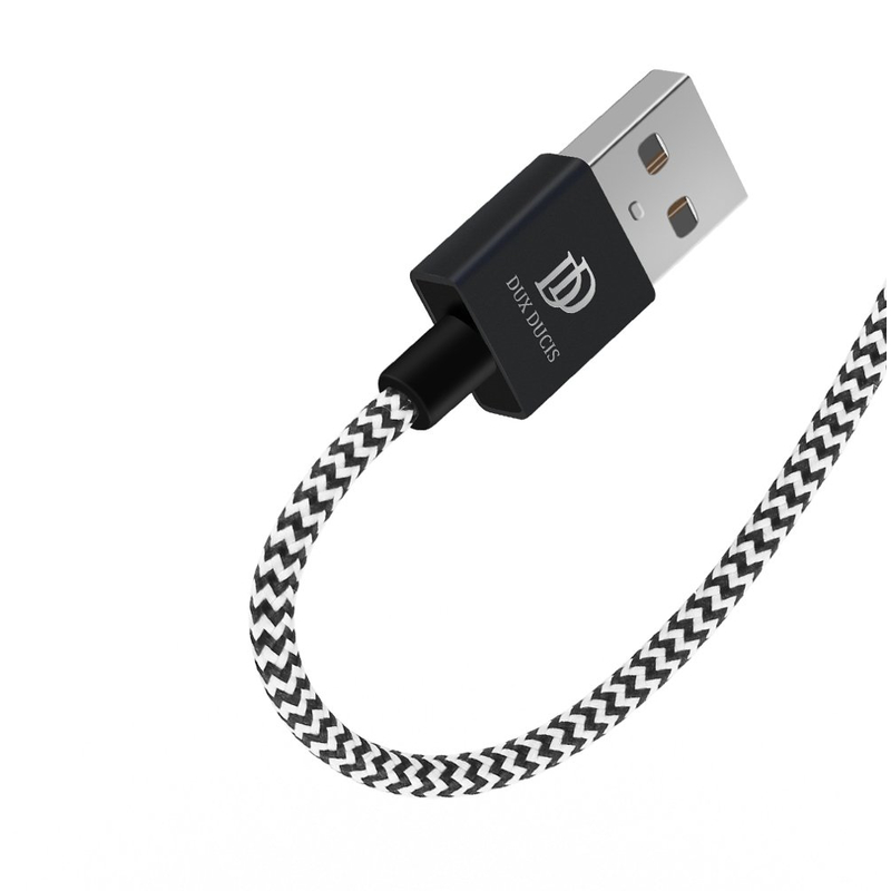 Cablu de date Dux Ducis K-One USB la Type-C, 2m, 2.1A, alb-negru