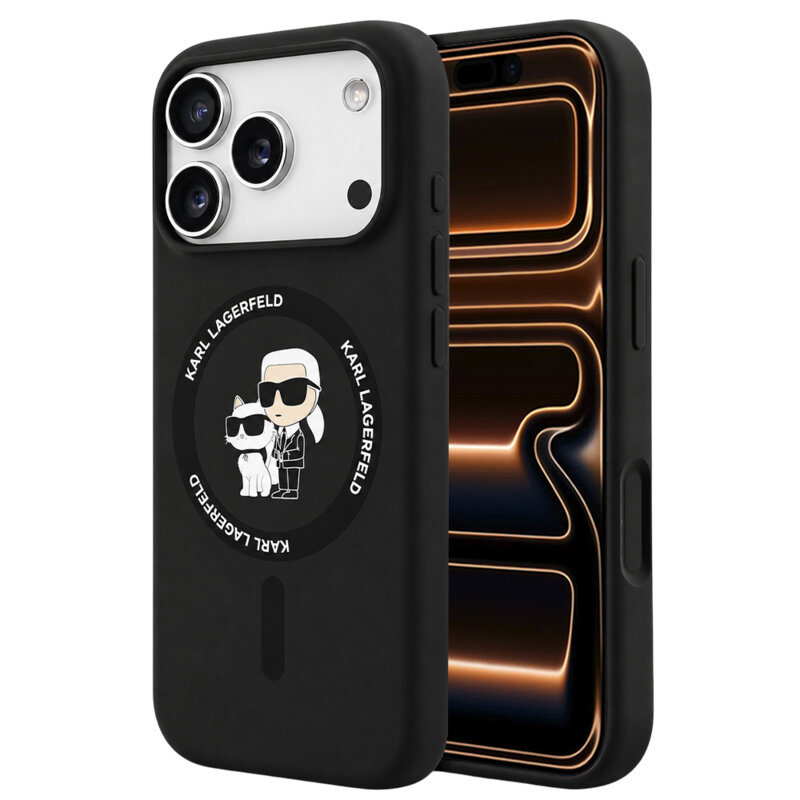 Husa Karl Lagerfeld iPhone 17 Pro Max Silicone KC Body Ring MagSafe, negru, KLHMP18XSCMKCRHK