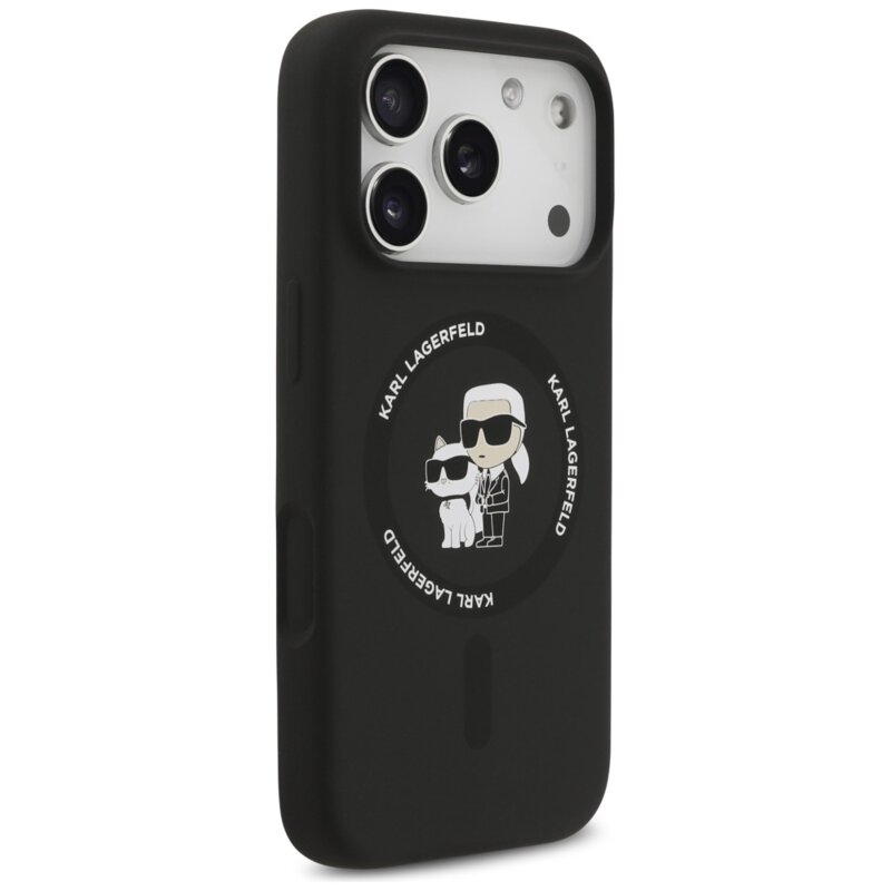 Husa Karl Lagerfeld iPhone 17 Pro Max Silicone KC Body Ring MagSafe, negru, KLHMP18XSCMKCRHK