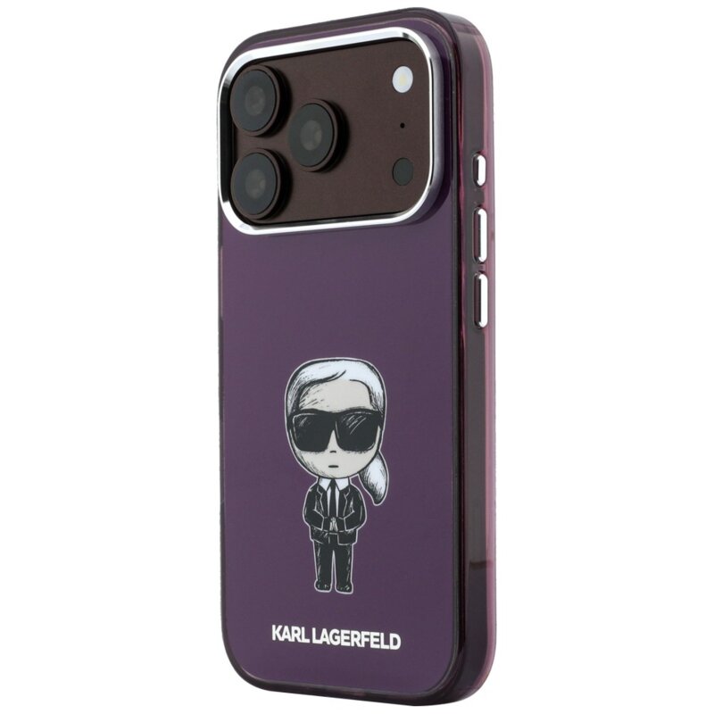 Husa iPhone 18 Pro Karl Lagerfeld IML Ikonik Sketch Print MagSafe, bordo, KLHMP18L6HKIKDR