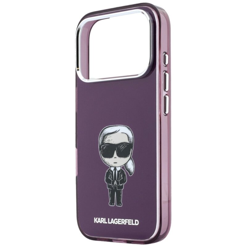 Husa iPhone 18 Pro Karl Lagerfeld IML Ikonik Sketch Print MagSafe, bordo, KLHMP18L6HKIKDR